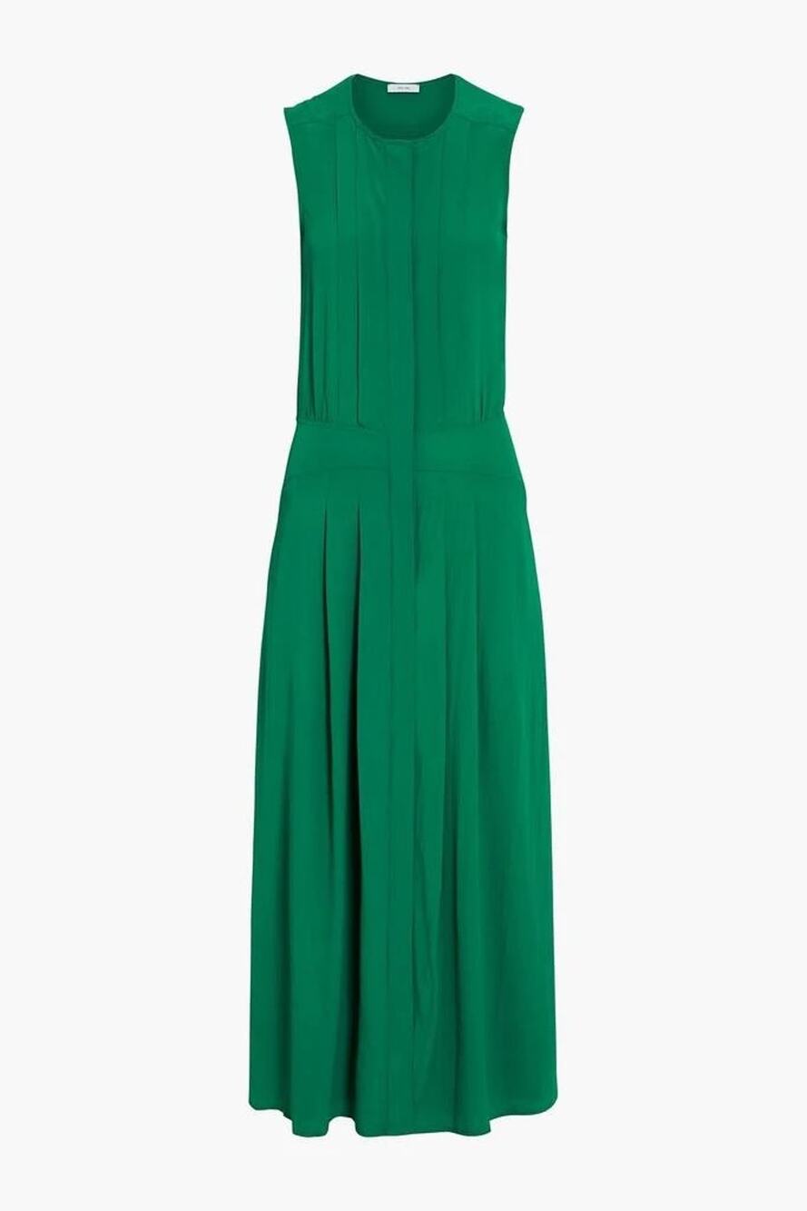 IRIS & INK Constance Pintucked Crepe De Chine Maxi Dress - UK 10